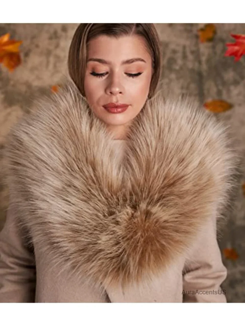 Detachable Faux Fur Scarf Shawl for Women - Winter Coat Wrap
